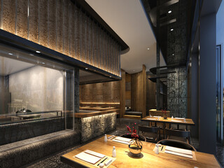 Wall Mural - 3d render of cafe restaurant interior