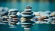 Smooth Stones and Water Spa Wellness background. Zen Stones in Water. Minimalist Concept
