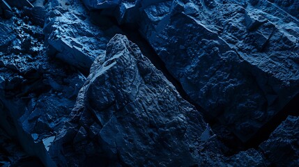 Aufkleber - Blue grunge background Toned mountain texture Closeup Black rock background Dark blue stone backdrop Enchanted fantasy world : Generative AI