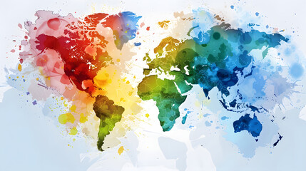 Wall Mural - Illustration of a Colored map of world