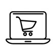 shopping cart icon on laptop screen, online store