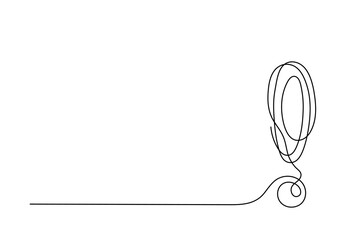 Wall Mural - Exclamation mark linear background. One continuous line drawing of an exclamation mark on a white background. Vector illustration. Exclamation mark isolated