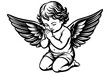 © Chayon Sarker - Baby angel praying vector silhouette