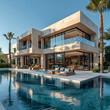Modern luxury mediterranean home with swimming pool
