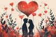 Artistic Celebrations of Love: Romantic Illustrations of Couples, Engagements, and Gentle Embraces for Special Occasions