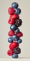 Canvas Print - A vertical assortment of fresh berries with a clean background