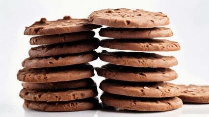 Poster - A stack of chocolate cookies on a white background
