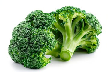 Fresh green broccoli isolated on white background