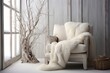 Snowscape Serenity: Arctic Inspired Cozy Reading Nook with Snug Armchair and White Fur Throw