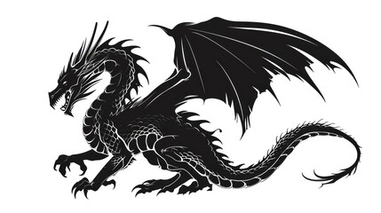 Wall Mural - vector illustration clipart of dragon over white background.