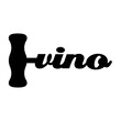 Logo club de vino. Silueta de sacacorchos con palabra vino en texto manuscrito en español como espiral