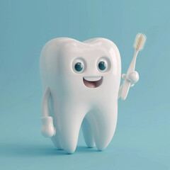 Canvas Print - Cute happy cartoon character of tooth.