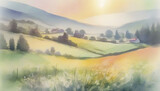 Fototapeta Na ścianę - Vintage pastel countryside landscape.