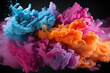 Abstract heavy multicolored powder over dark background