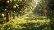 sunny day, apple orchard