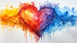 Aquarell, wasserfarben, Regenbogen, Herz, ClipArt, weißer Hintergrund, Love