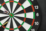 Fototapeta  - Darts. The dart for playing in the game board is stuck. Hit the sector in darts. The concept of a successful strategy.