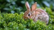 Small Rabbit Sitting in Bushes