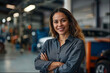 Confident Female Manager in Automotive Workshop