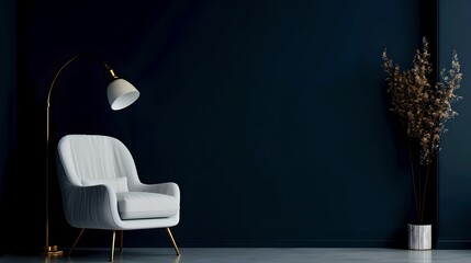 Poster - Elegant Interior Design Showcasing a Minimalist Chair and Lamp, Perfect for Modern Home Decor Ideas. AI