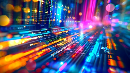 Wall Mural - abstract vibrant data stream visualization. futuristic technology concept. high-speed information tr