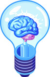Fototapeta Big Ben - Light bulb with brain illustration inside the bulb in vectorial