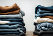 © wafi - clean hand shirt pile sweater cotton white clothes jean isolation pattern garment fashion background laundry attire clothing casual jeans blue sweaters store textile group denim material Stac