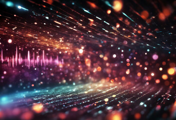 Wall Mural - dots futuristic data big code background music colored digital wave 3d technology abstract equalizer