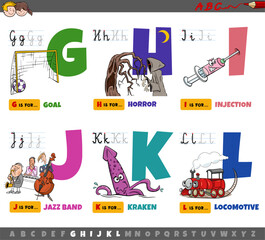 Sticker - educational cartoon alphabet letters for children from G to L