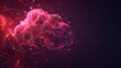 Cloud thought fly bubble speech from futuristic polygonal red lines and glowing stars for banner, poster, greeting card. AI generated