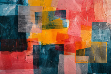 Poster -  collage project, where bright construction paper and crayon scribbles combin