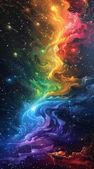 Wall Mural - A galaxy where each star is a different color, creating a rainbow tapestry against the void