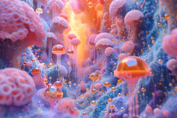 Aufkleber - A depiction of a virtual reality experience designed to explore psychedelic visuals, users immersed