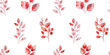 Seamless pattern of watercolor  red leaves on a white background. Autumn style, botanical illustration, print for wallpaper, print, textiles and backdrops.