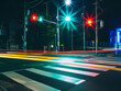 Nighttime City Intersection with Traffic Lights