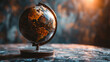Antique Globe of Planet Earth on Table with Dark Background