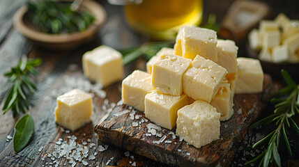 Canvas Print - close up of cheese on market