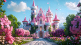 3d illustration fairy tale castle building