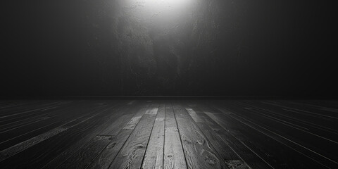 Wall Mural - empty dark room  with wooden floor and black  wall background background,