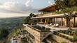 Modern hillside estate with staggered terraces, a seamless pool, and extraordinary valley vistas.