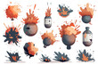 Variety of Dust Bombs on white background