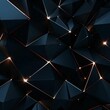 Abstract 3d rendering of low poly geometric background. Futuristic polygonal shape with glowing lights