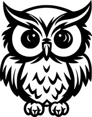 Wall Mural - Owl Baby | Black and White Vector illustration