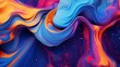 Abstract background of acrylic paints in blue, orange and purple colors.