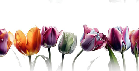 Wall Mural - Colorful tulips isolated on white background. EPS 10 vector file included