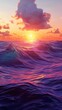 Breathtaking Sunset Over the Tranquil Ocean Waves with Vibrant Hues of Orange Purple and Pink