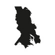 Vector isolated simplified illustration icon with black silhouette of Republic of Karelia, russian region, map with shape of Onega and Ladoga lakes. White background
