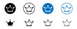 Crown vector icon set. heritage king crown royalty icon in black color.