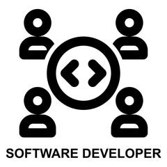 software developer, team, development team, programmer, coder, software engineer expanded agile outline icon for web mobile app presentation printing