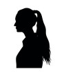 Young woman with ponytail hairstyle side view profile silhouette.